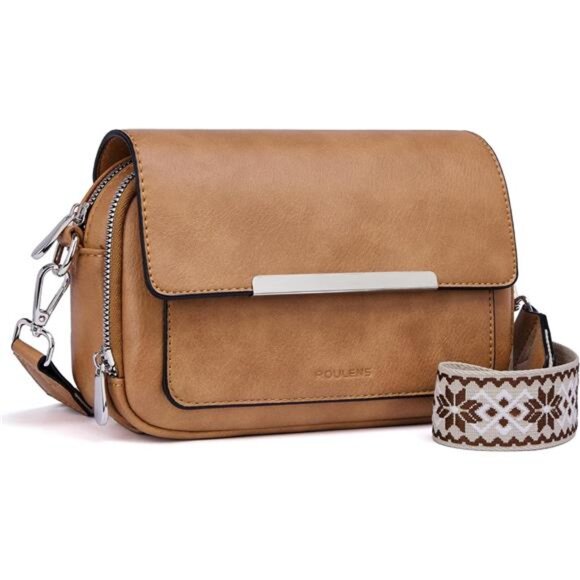 Handbags - Small Crossbody Bag with Card Slots Camel